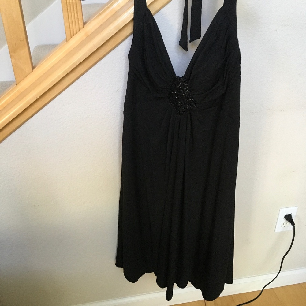 Short black halter dress